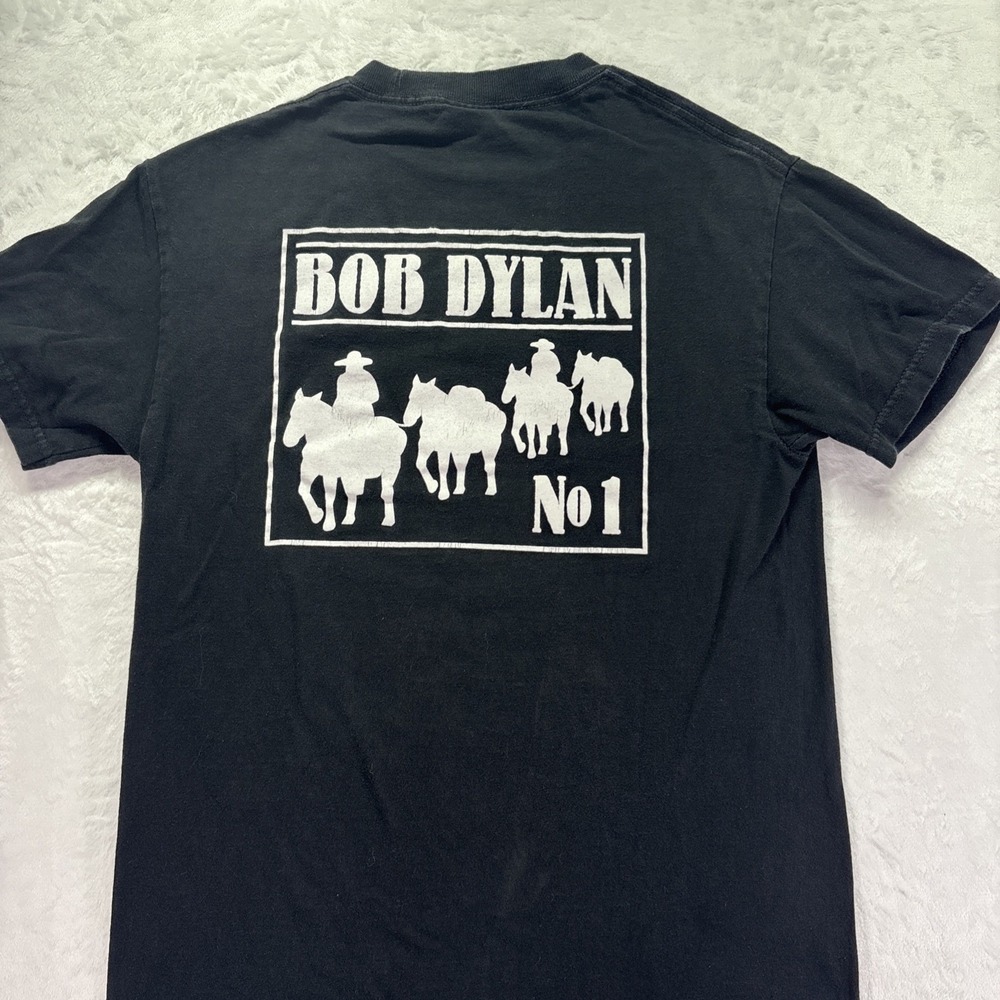 Bob Dylan Double-Sided Vintage Graphic Black T-Shirt Men's SM No 1 Cowboy Star - Picture 8 of 9